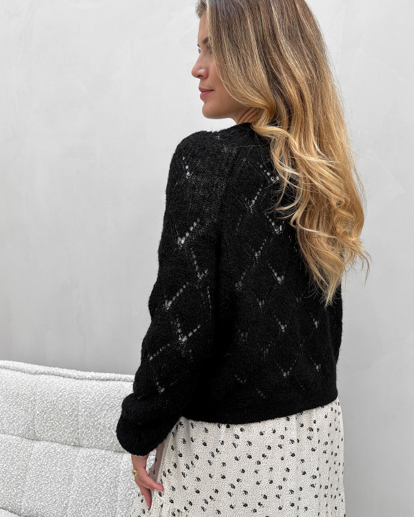 Sort cardigan med flotte knapper