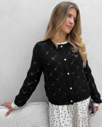 Sort cardigan med flotte knapper