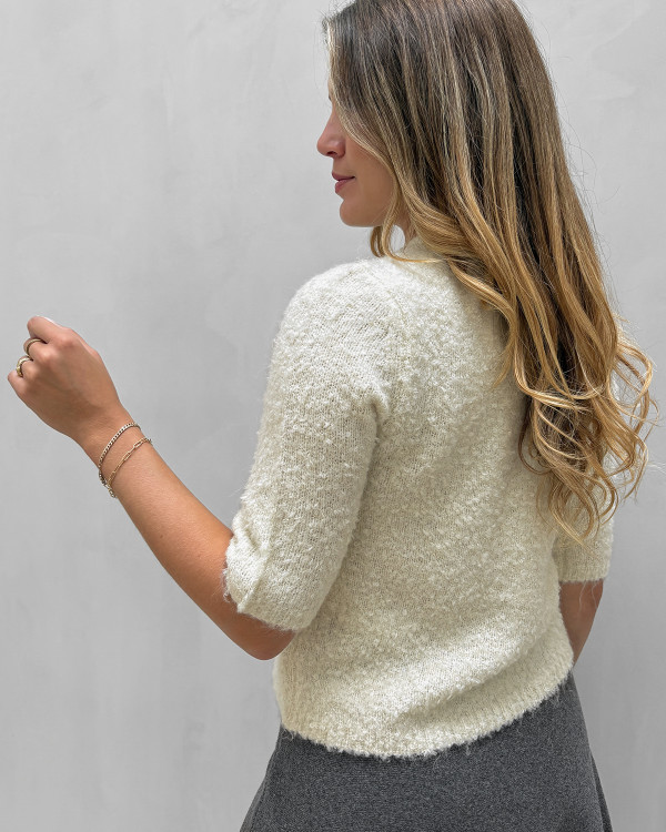 Beige cardigan med korte ærmer til damer