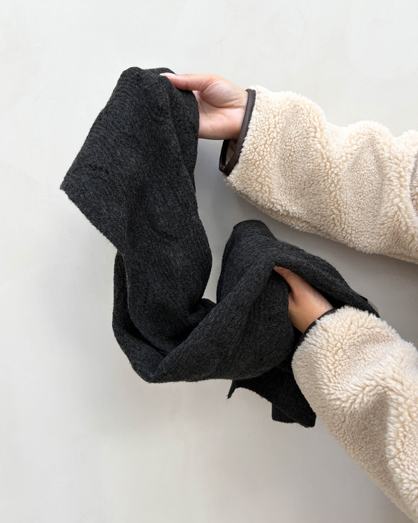 Onlaurora Dark Grey Melange Structured Knit Scarf