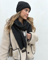Onlaurora Dark Grey Melange Structured Knit Scarf