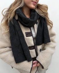 Onlaurora Dark Grey Melange Structured Knit Scarf