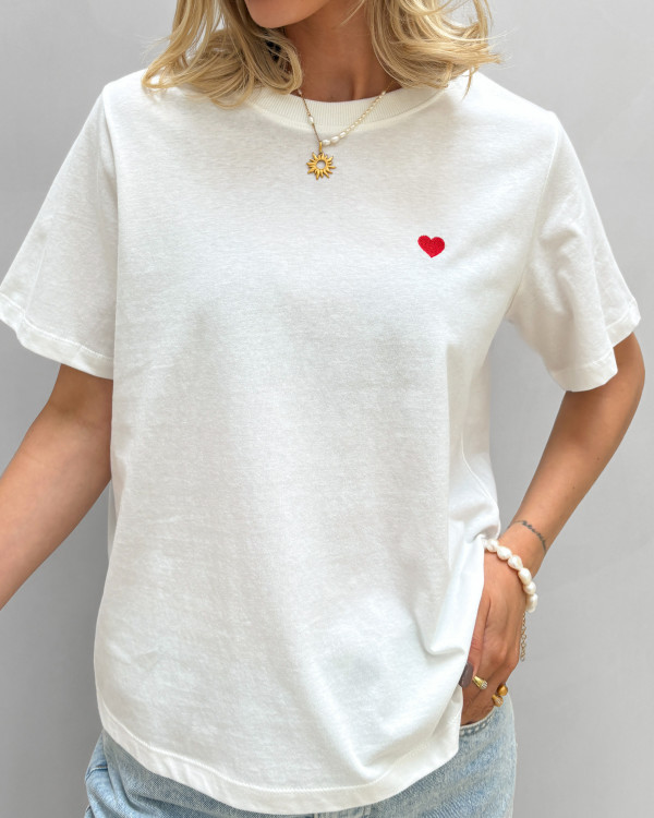 Hvid t-shirt med print til damer