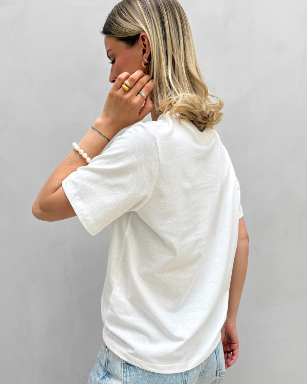 Hvid t-shirt med print til damer