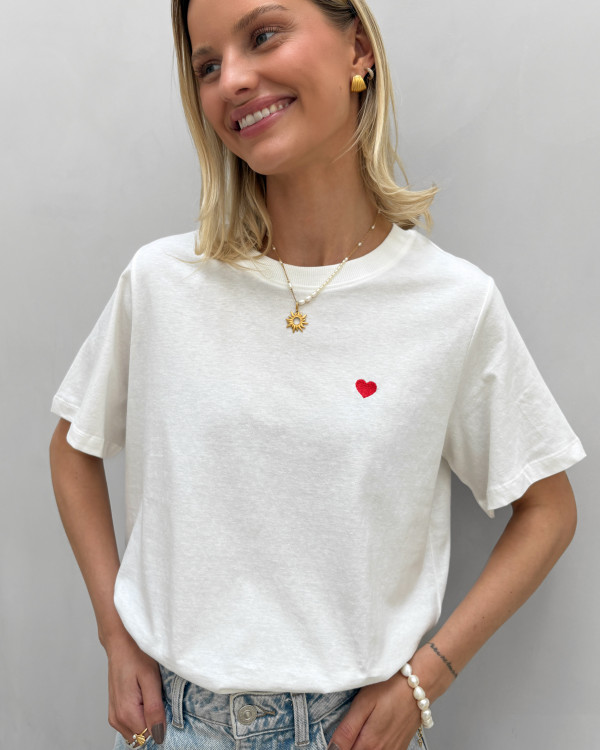 Hvid t-shirt med print til damer
