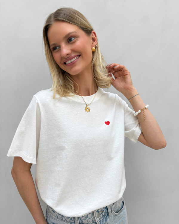 Hvid t-shirt med print til damer