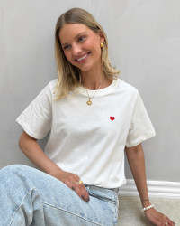 Hvid t-shirt med print til damer