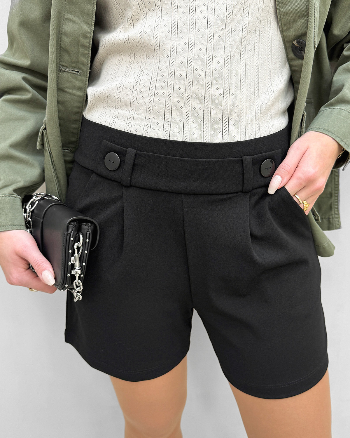 JDY Jdygeggo Black/Black Button Shorts - XS - Sort