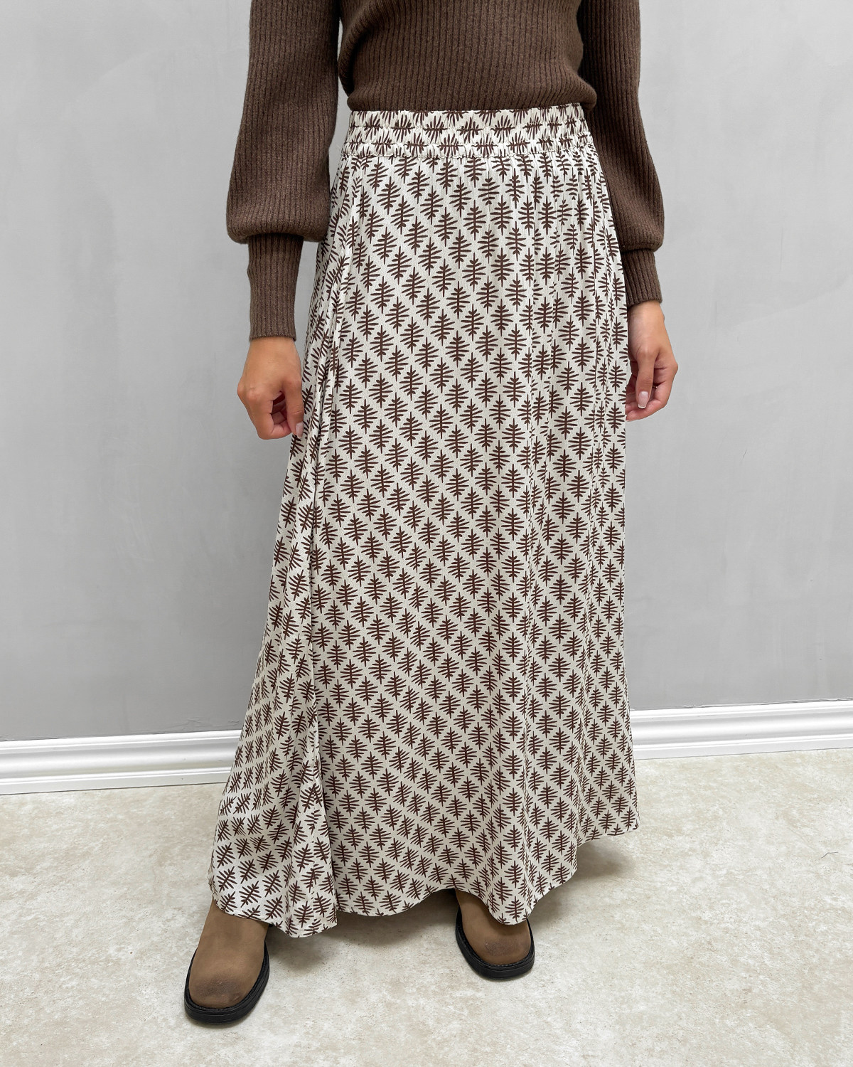JDY Jdyaia Birch Graphic Brown Long Skirt - S - Brun