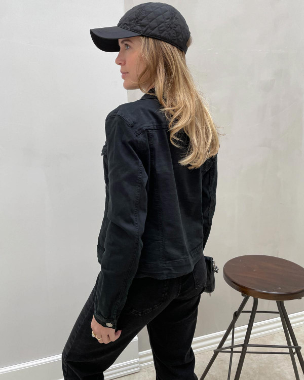 Sort denim jakke til damer