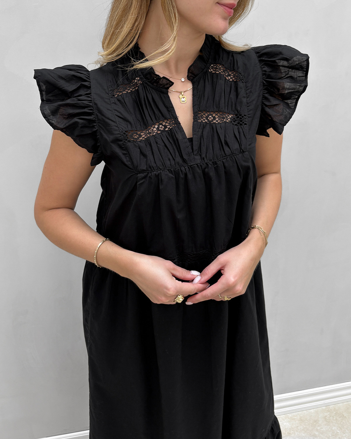 ONLY ONLSUNNY CAPSL FRILL DRESS - Maxi-jurk - cloud dancer/crème ONLY ONLSUNNY CAPSL FRILL DRESS - Maxi-jurk - cloud dancer/crème