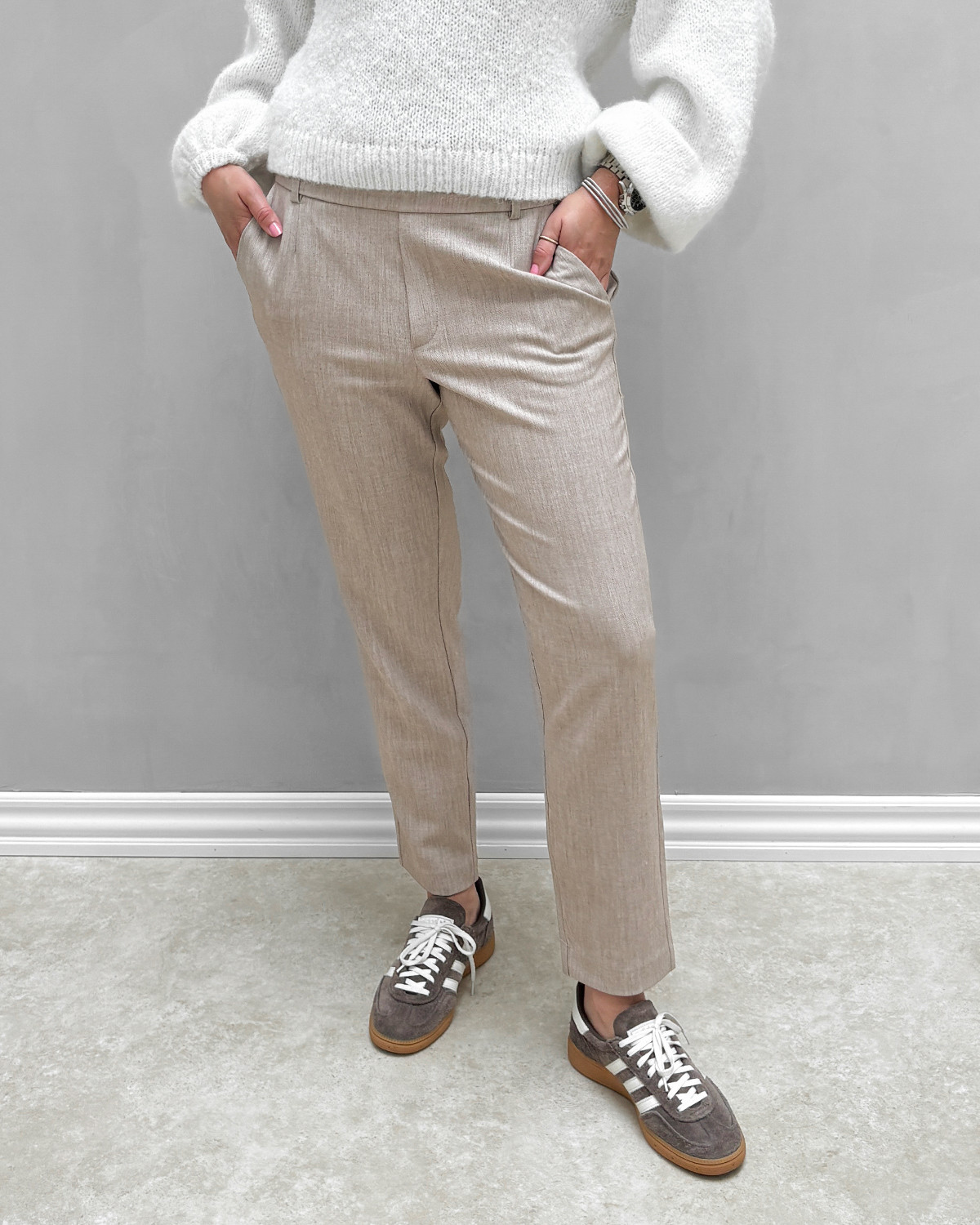VILA Vivarone Natural Melange Hw Slim Pant - 36 - Brun