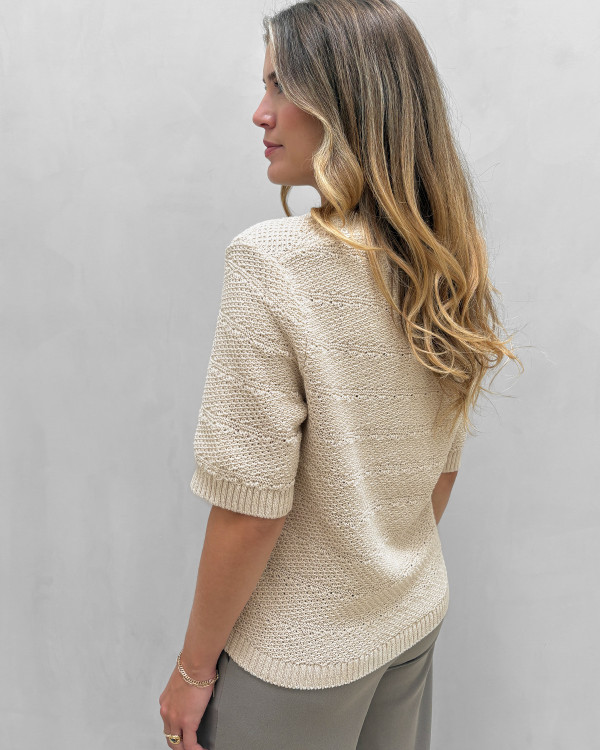 Beige strikcardigan til damer