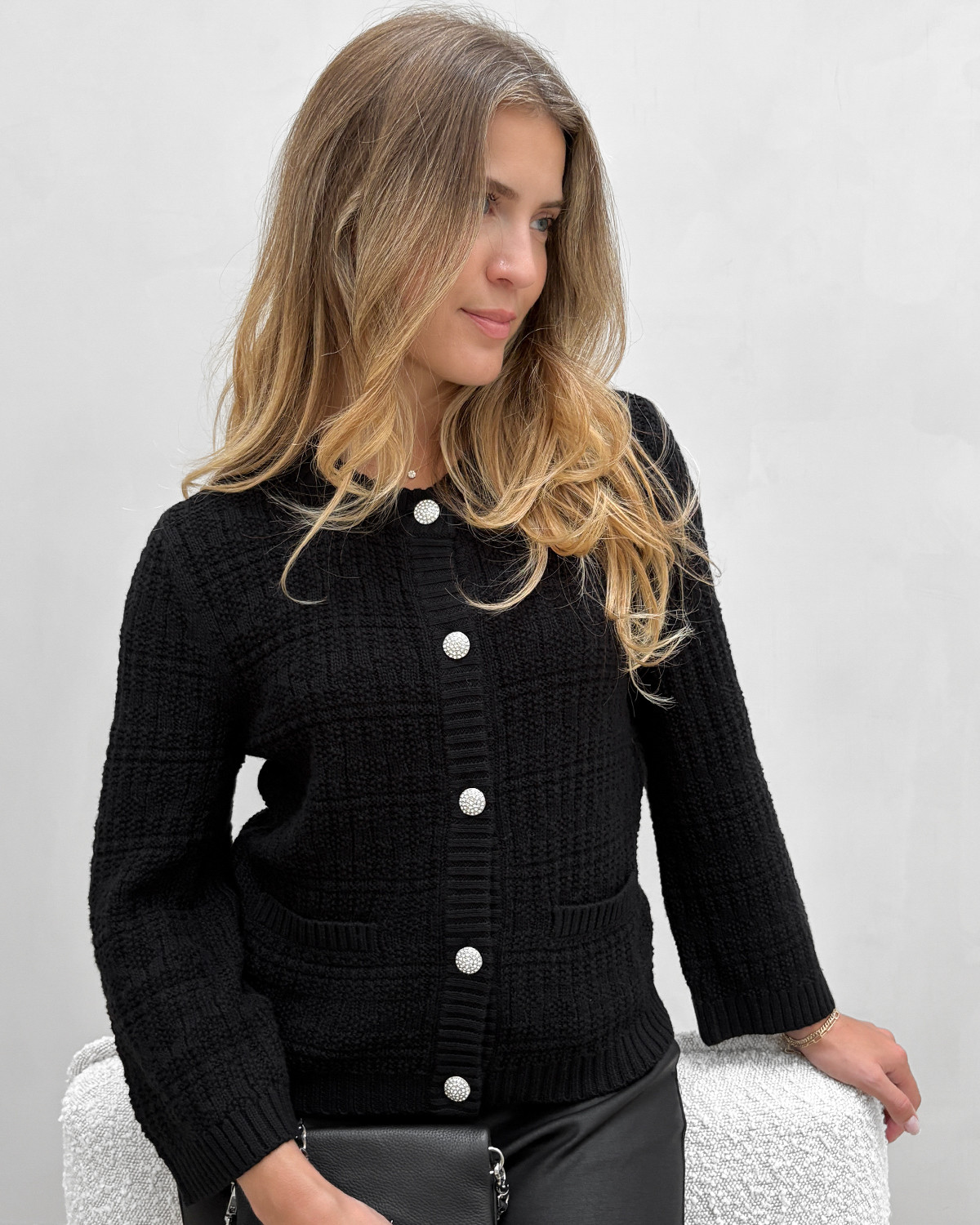 JDY Jdyjanne Black 3/4 O-Neck Cardigan Knit - XS - Sort