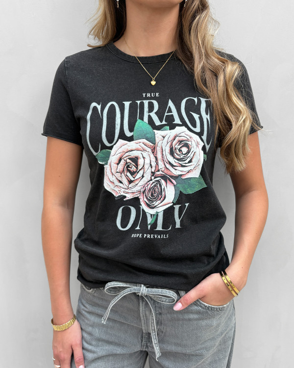 Sort t-shirt med print til damer