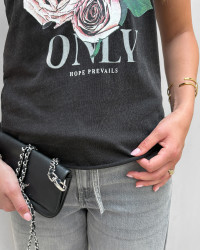 Sort t-shirt med print til damer