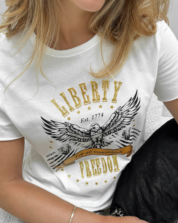 Hvid t-shirt med print til damer