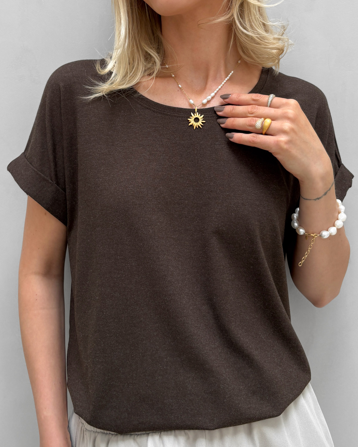 ONLY Onlmoster Demitasse S/S O-Neck Top - XL - Brun