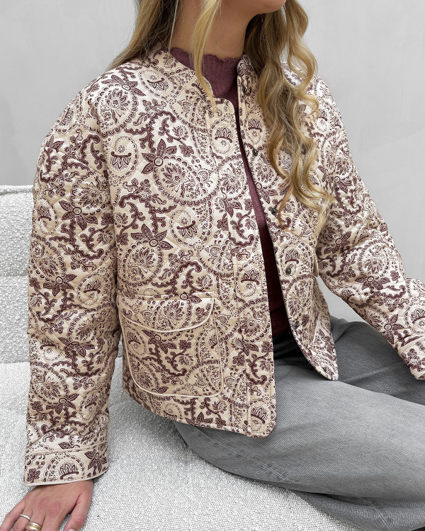 Quiltet jakke med paisley print