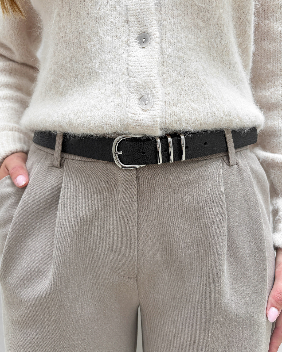 ONLY Onlviola Black Silver Metal Pu Belt - 80 - Sort