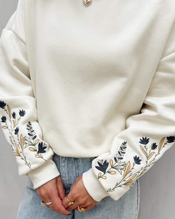Sweat trøje med broderi detalje