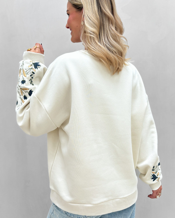Sweat trøje med broderi detalje