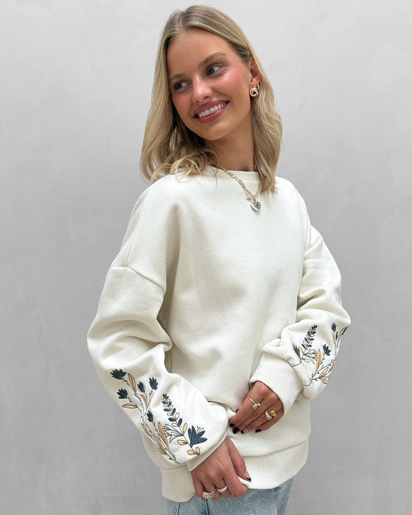 Sweat trøje med broderi detalje