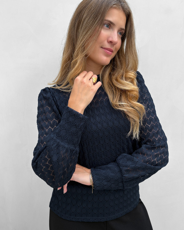 Navy blondebluse til damer