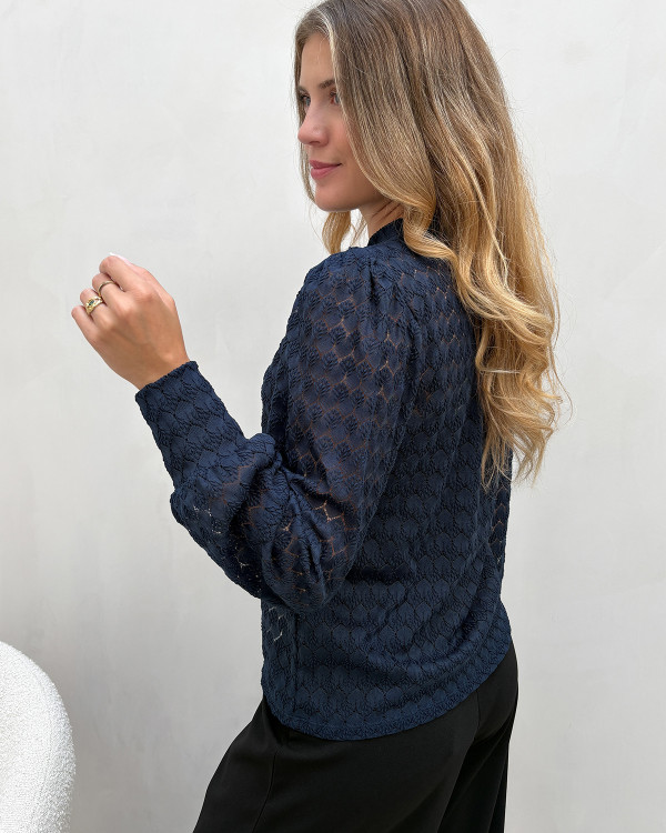 Navy blondebluse til damer