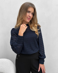 Navy blondebluse til damer