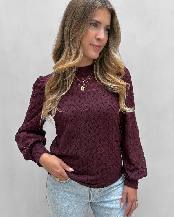 Bordeaux blondebluse til damer