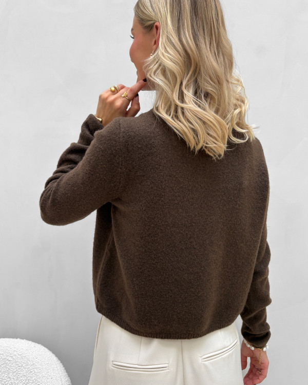 Brun cardigan til damer med knapper