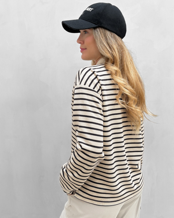 Stribet polo bluse til damer