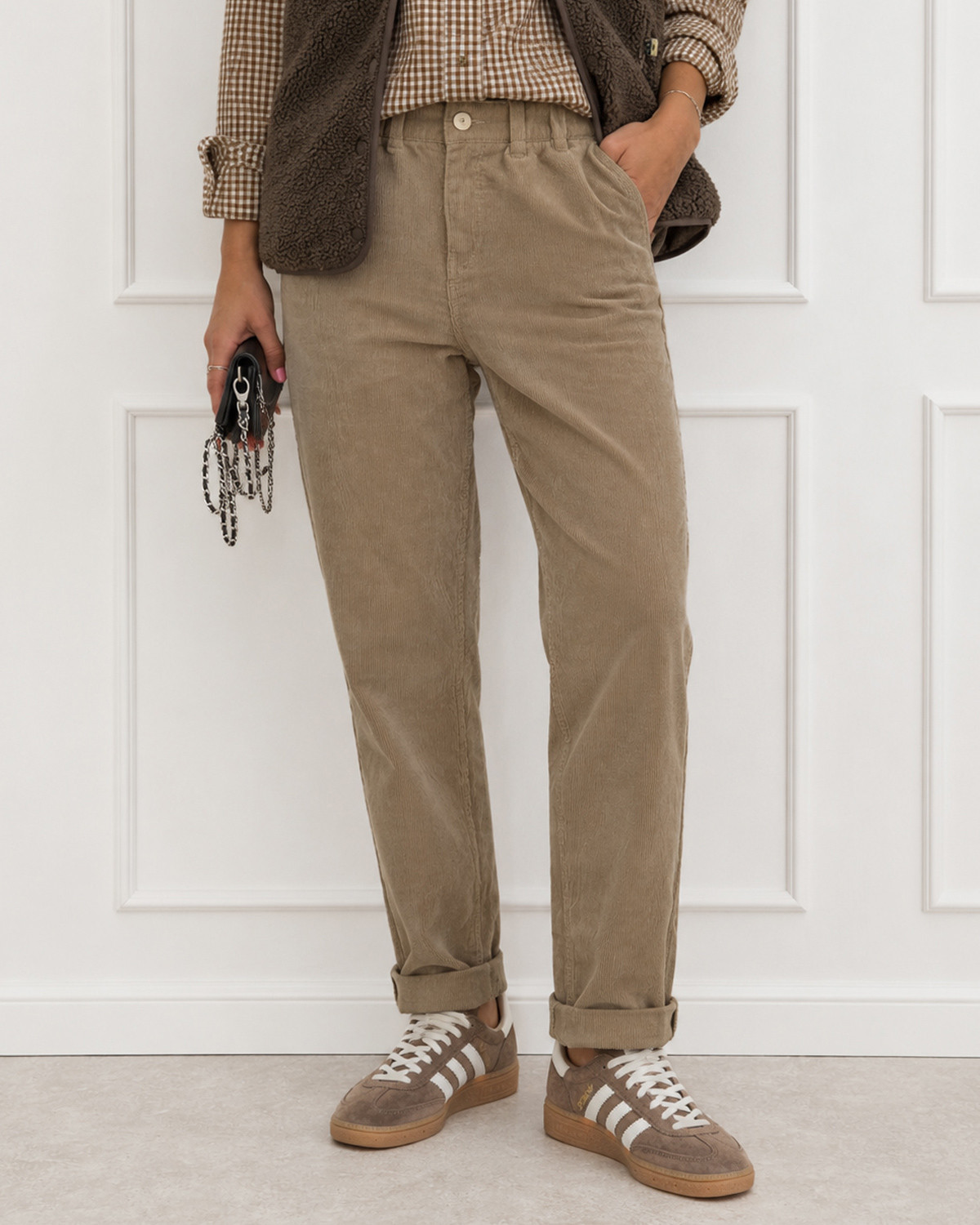 ONLY Onlflora Weathered Teak Mw Ela Cord Carrot Pant - Brun - L