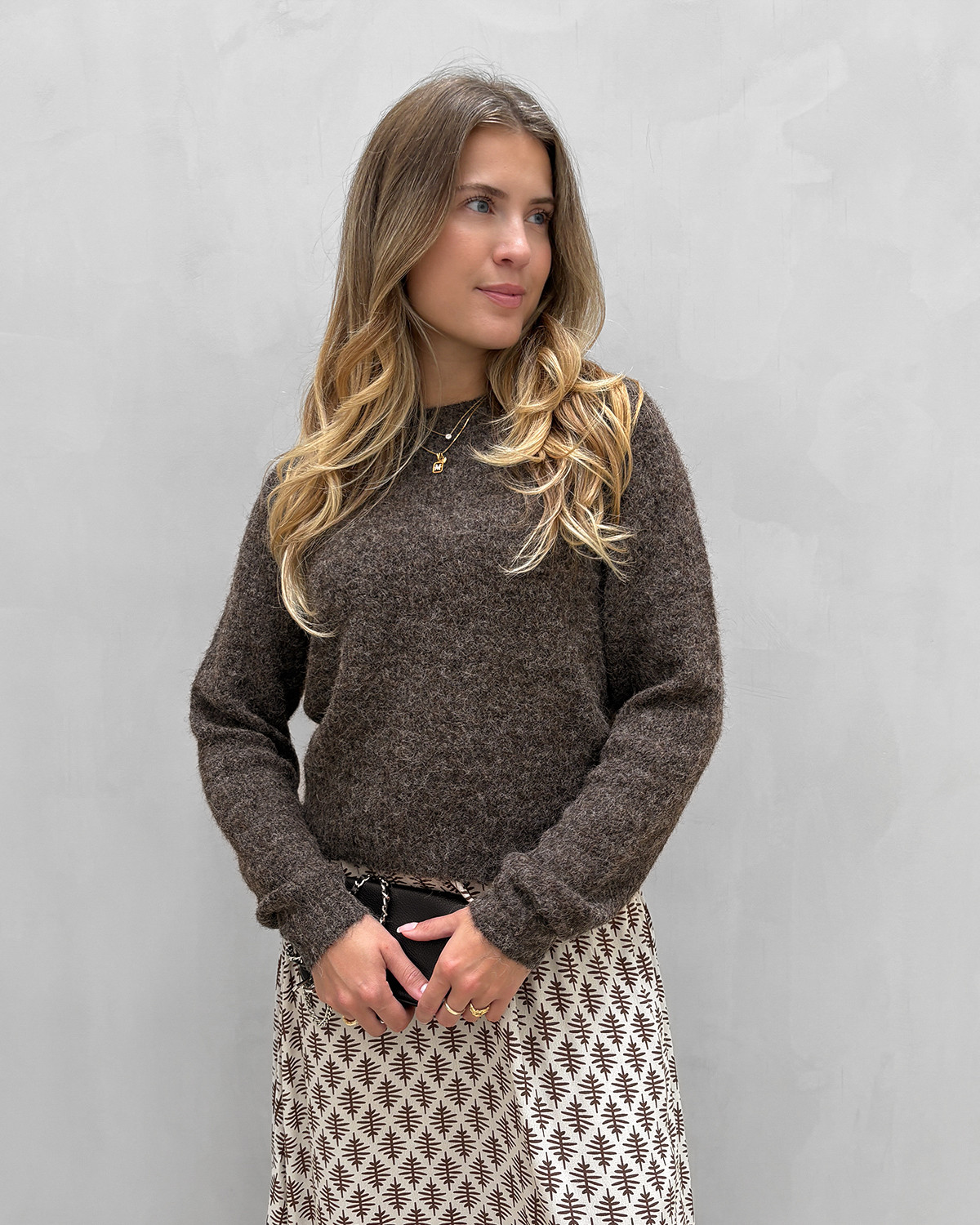 Vero Moda Vmnovah Chocolate Torte Melange Ls O-Neck Pullover - L - Brun