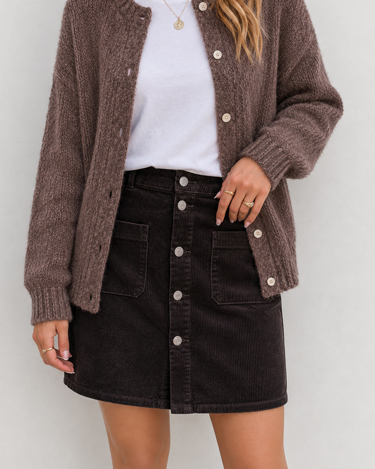 JDY Jdyshiraz Chocolate Torte Corduroy Skirt - XXL - Brun