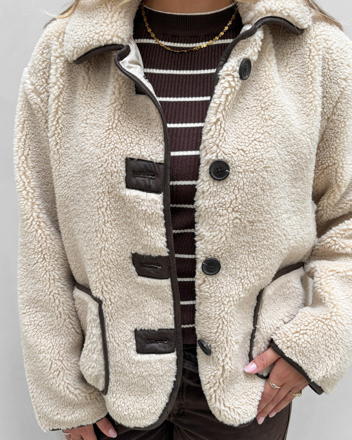 JDY Jdynoella Cement Life Teddy Jacket - XS/S - Grå