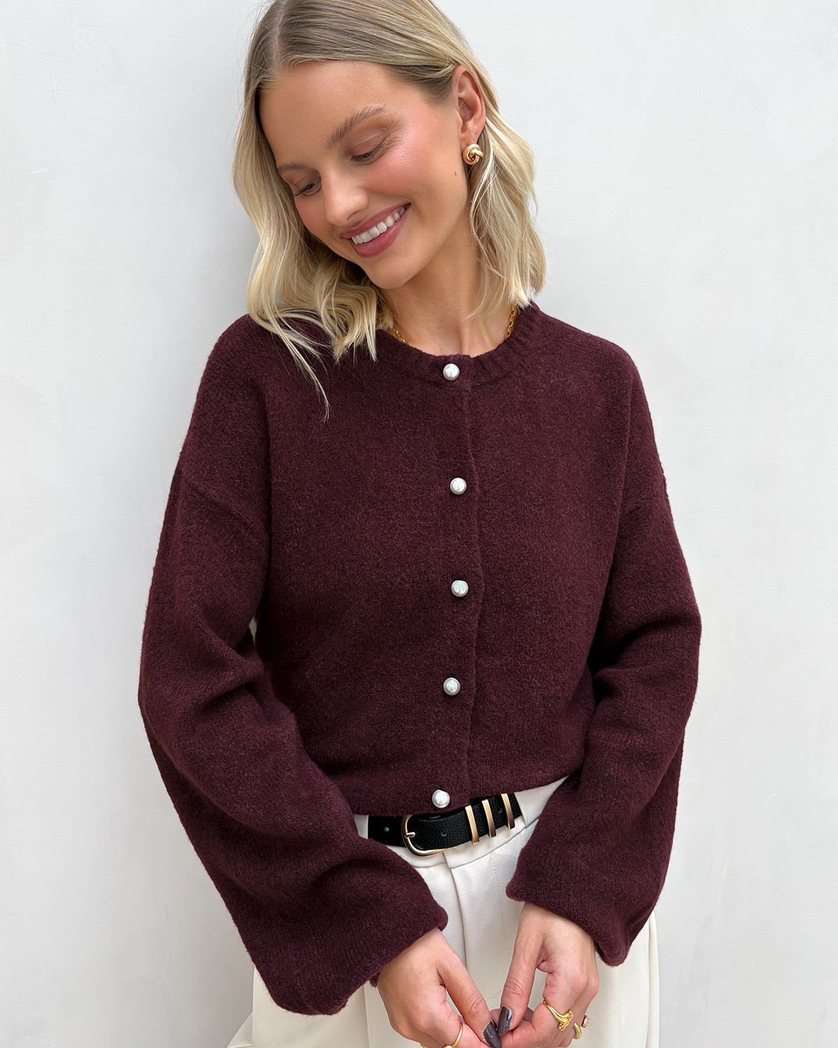 ONLY Onlisabella Winetasting Melange L/S Cardigan Knit - XS - Lilla