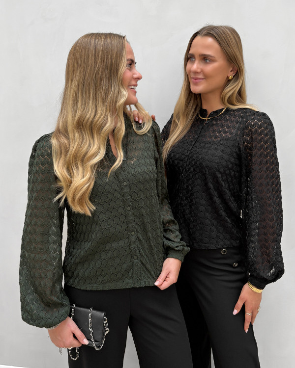 Grøn skjorte i blonde til damer