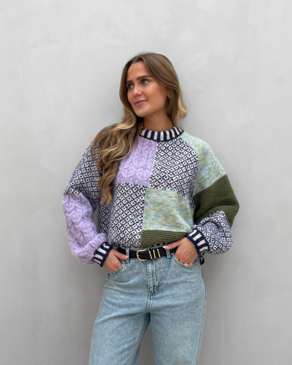 Sweater i patchwork design