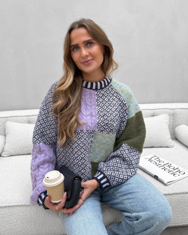 Sweater i patchwork design