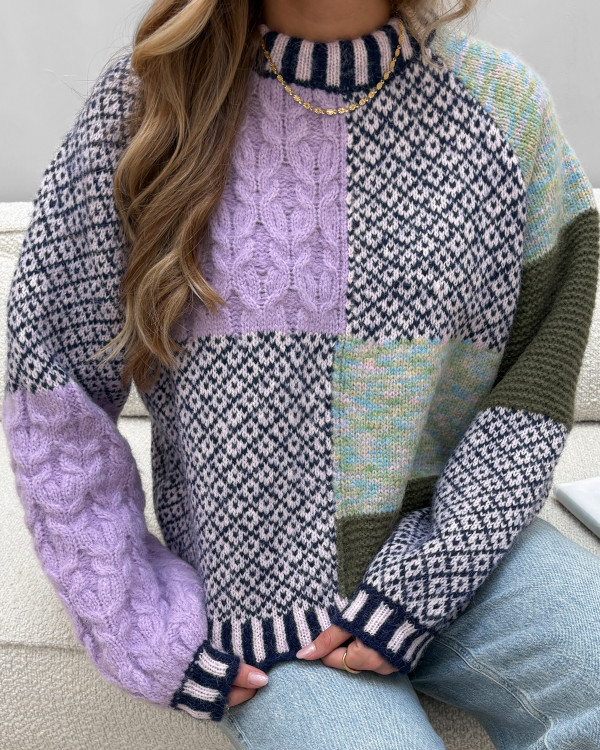 Sweater i patchwork design