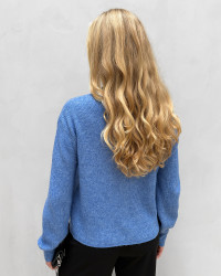 Blå cardigan med perleknapper