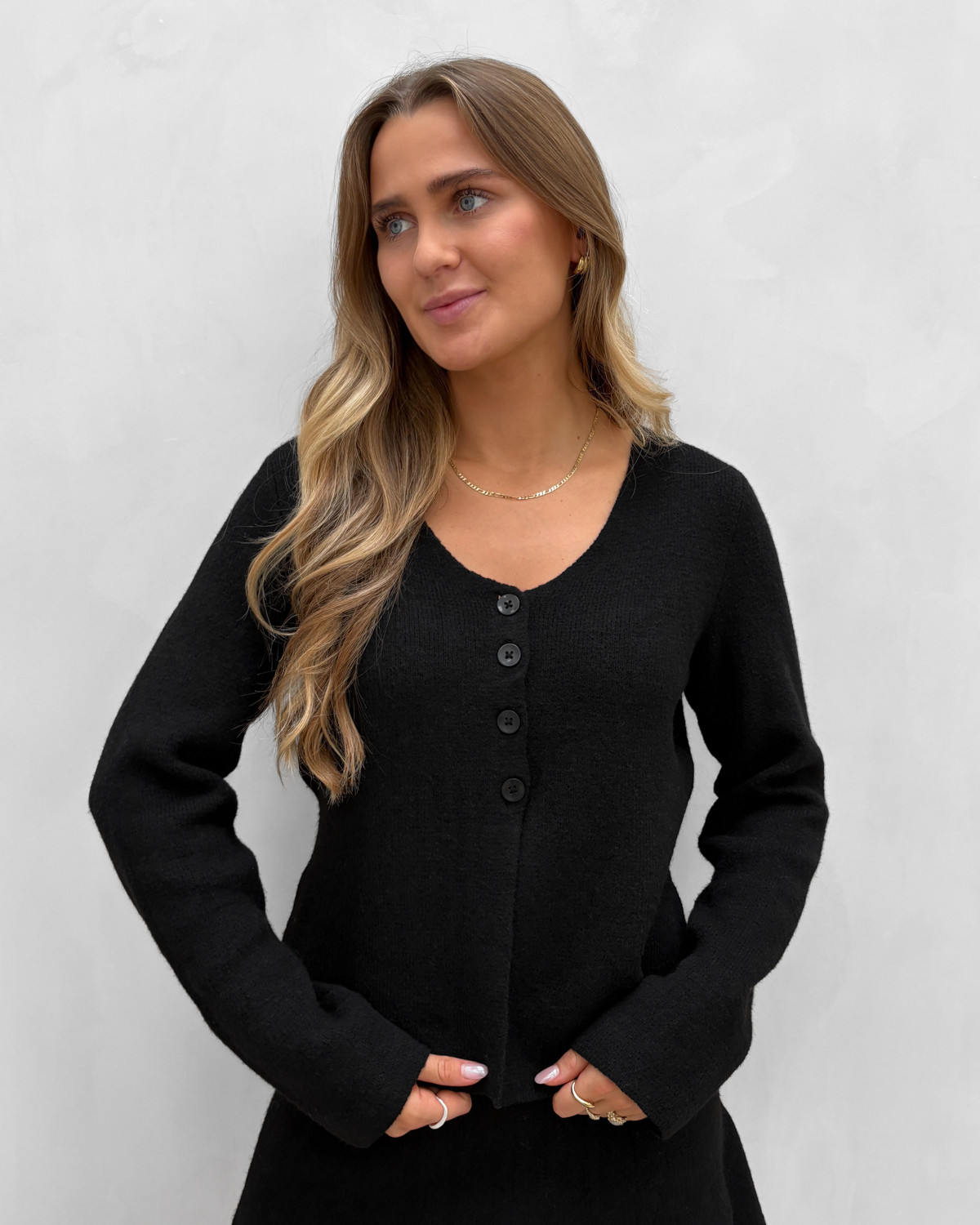 JDY Jdylea Black Life L/S Button Cardigan Knit - L - Sort