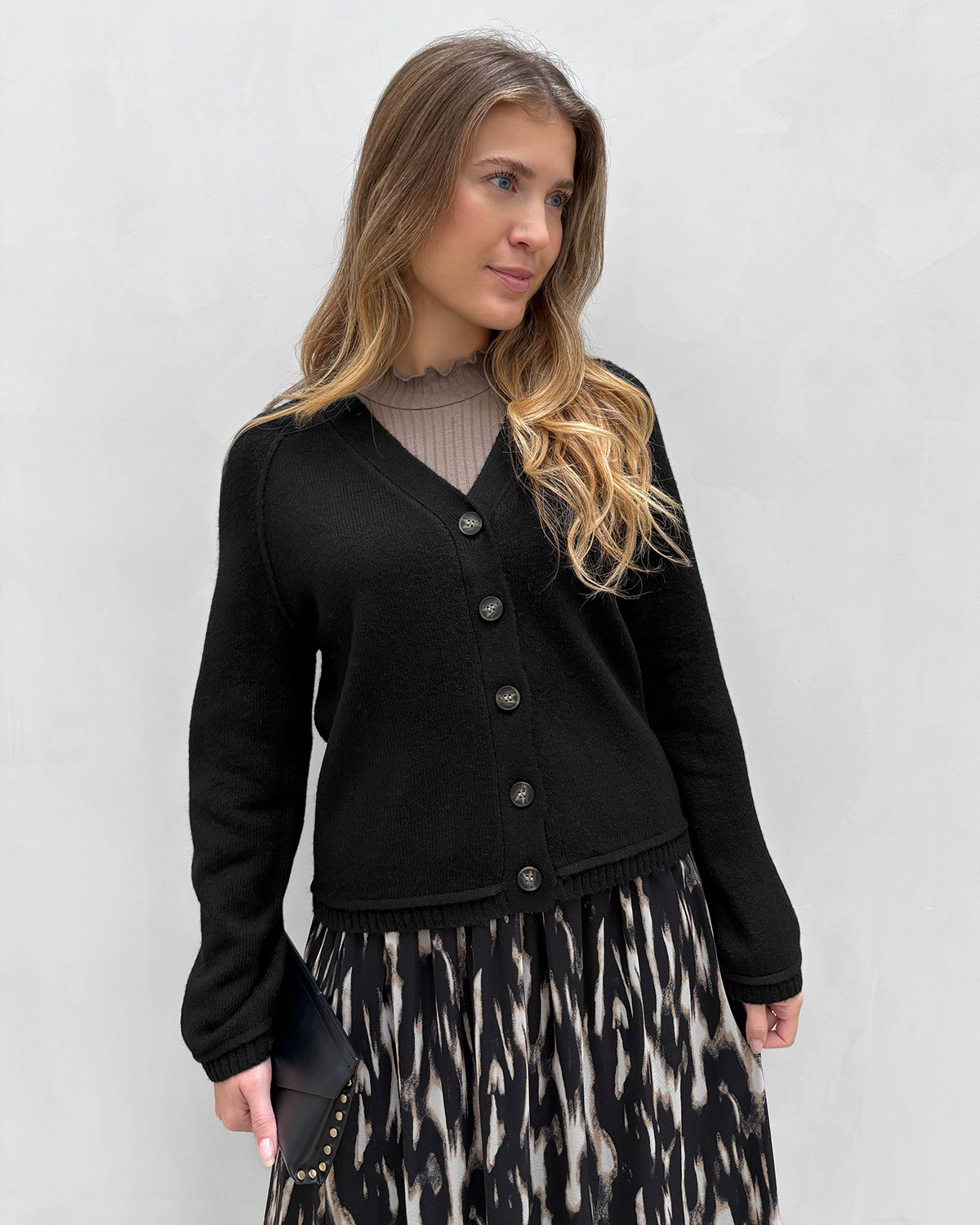 ONLY Onlhazel Black Horn Button Ls Cardigan Knit - S - Sort
