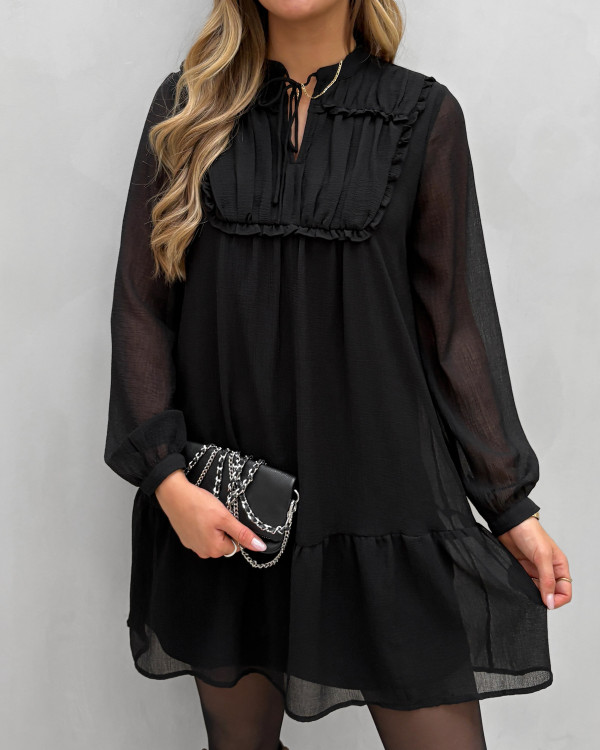 VERO MODA VMSILLA Korte jeansjurk voor dames, zwart (zwart), XS