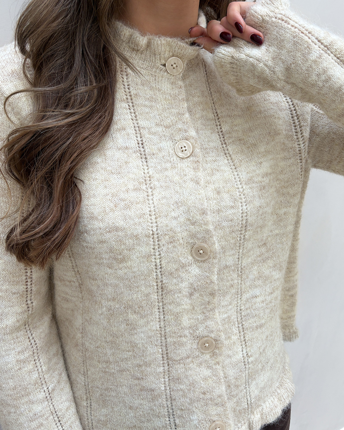Pieces Pcjasmijn Birch Birch Melange Ls O-Neck Knit Cardigan - XS - Grå