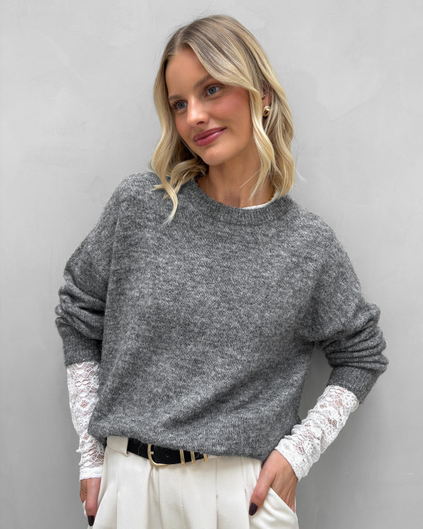 Onlazu 2/4 Raglan O-Neck KNT, bruin, S