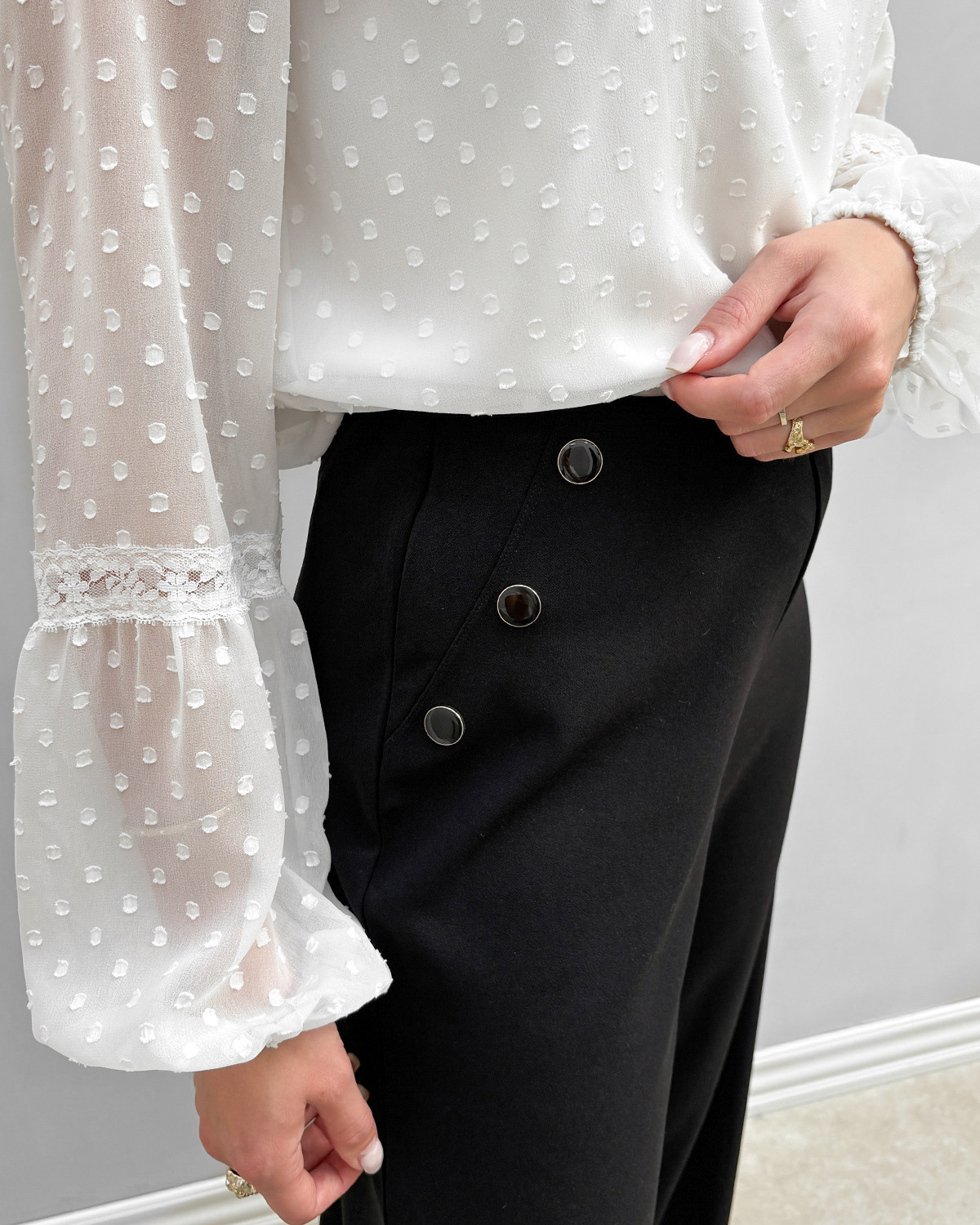 JDY Jdygeggo Black Life Button Pant - S - Sort