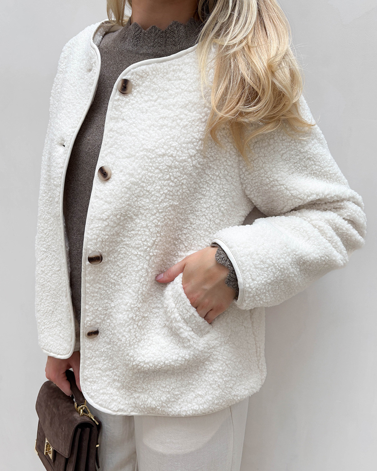 VILA Viada Birch Teddy Jacket - 38 - Beige
